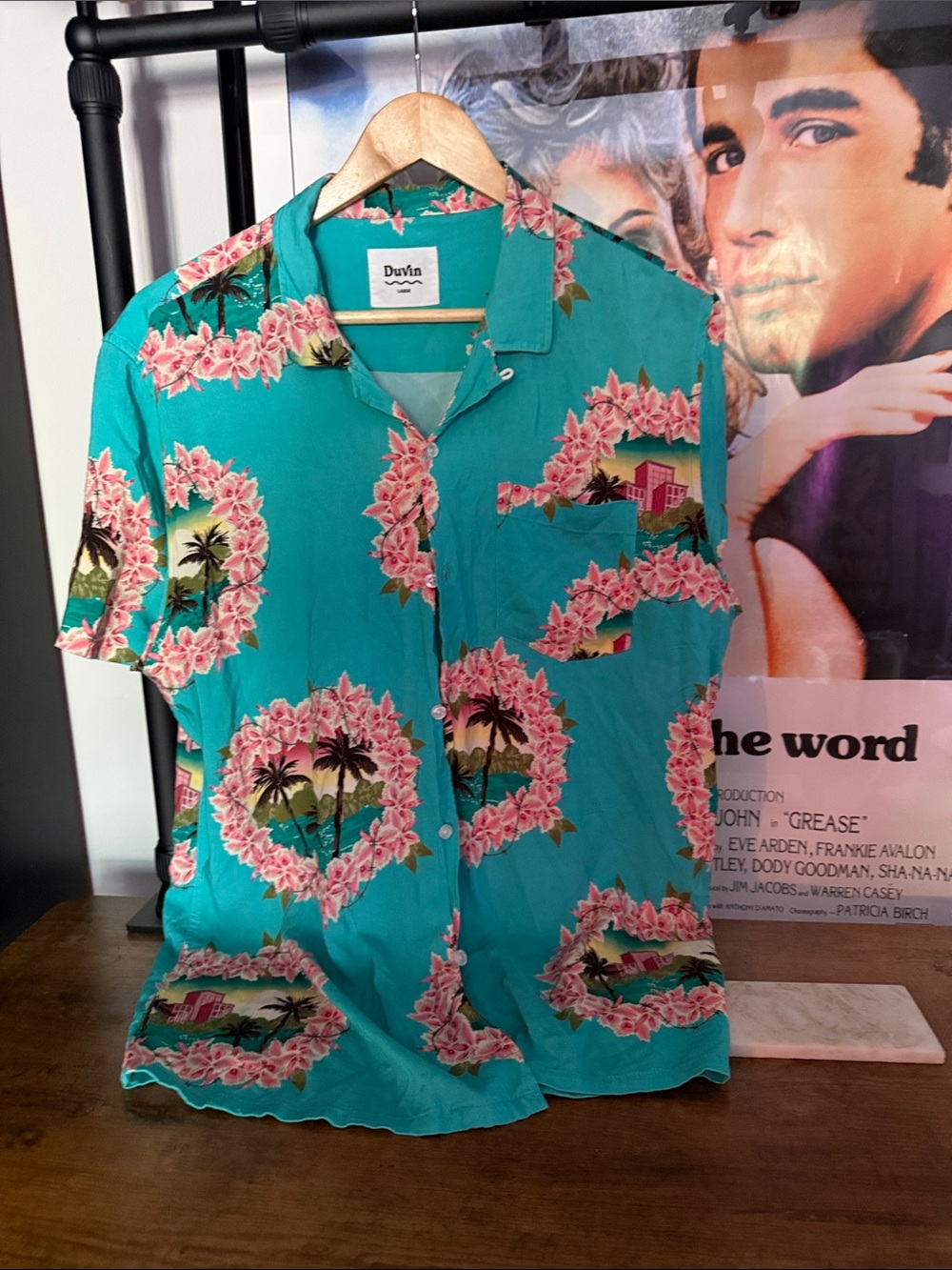 Duvin Teal Floral Short-Sleeve Button-Down Shirt